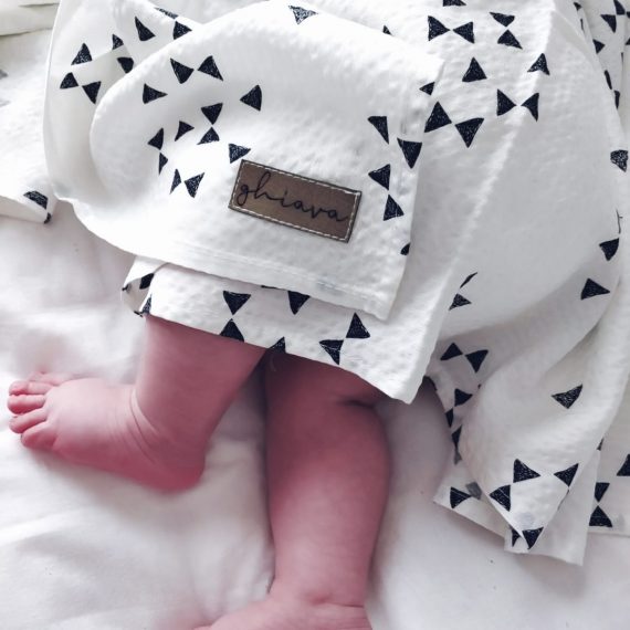 White & Navy Cotton Swaddle